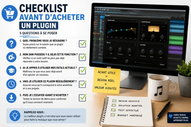 Checklist avant d acheter un plugin en MAO avec cinq questions pour identifier un besoin réel vérifier les fonctions du daw