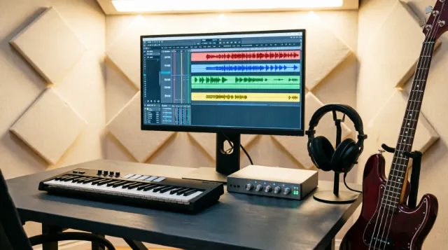 Matériel de home studio utilisé avec un DAW pour composer ou enregistrer et produire de la musique