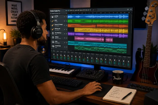 Organisation des pistes musicales dans Fender Studio Pro pour apprendre la MAO