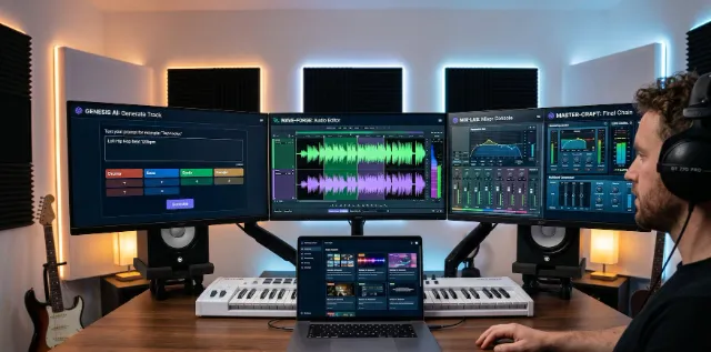 Un débutant apprend la MAO avec l aide d outils d intelligence artificielle dans son home studio
